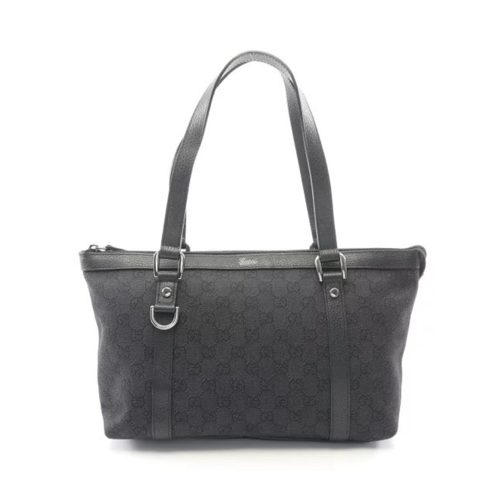 Gucci Abbey GG Canvas Tote Bag Leather Black